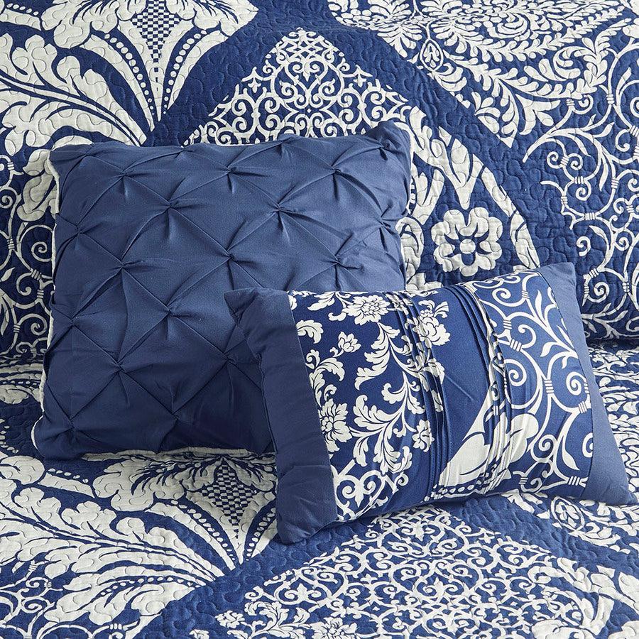 Olliix.com Comforters & Blankets - Vienna Full/Queen 6 Piece Reversible Coverlet Set Indigo