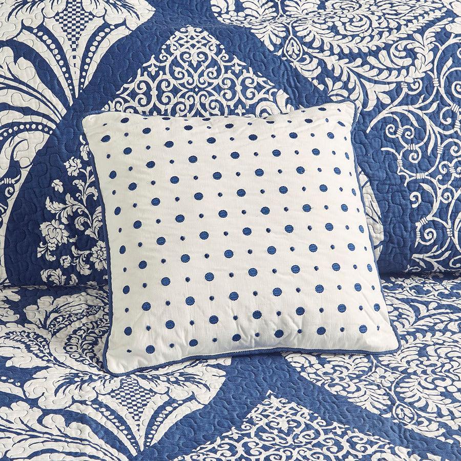 Olliix.com Comforters & Blankets - Vienna Full/Queen 6 Piece Reversible Coverlet Set Indigo