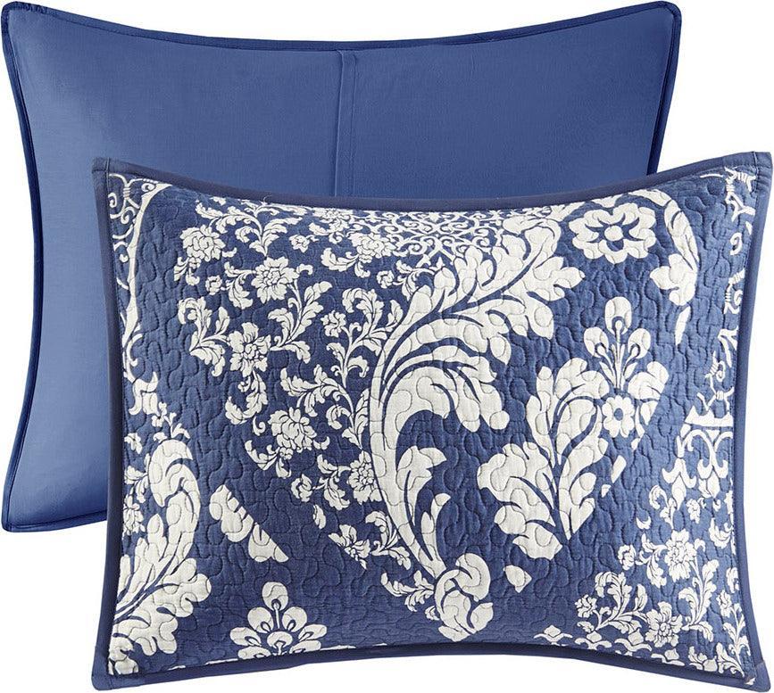 Olliix.com Comforters & Blankets - Vienna Full/Queen 6 Piece Reversible Coverlet Set Indigo