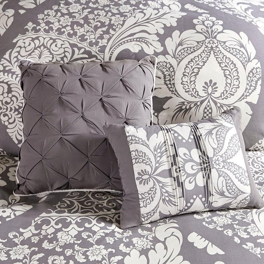 Olliix.com Comforters & Blankets - Vienna King 7 Piece Cotton Printed Comforter Set Gray