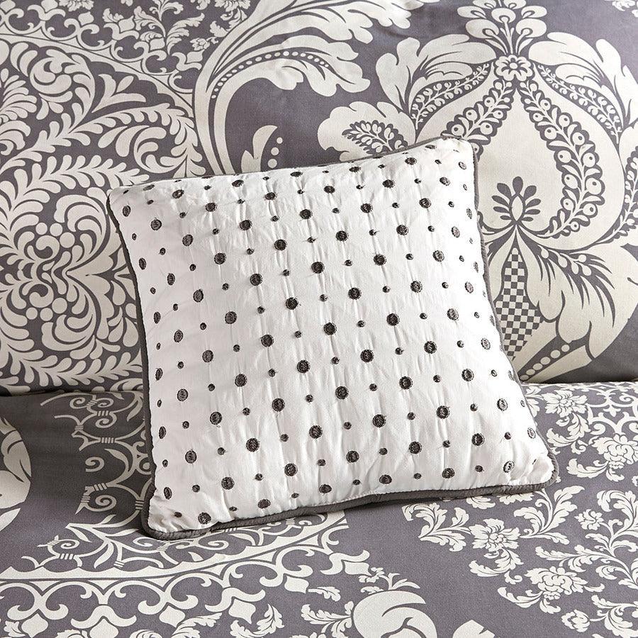 Olliix.com Comforters & Blankets - Vienna King 7 Piece Cotton Printed Comforter Set Gray