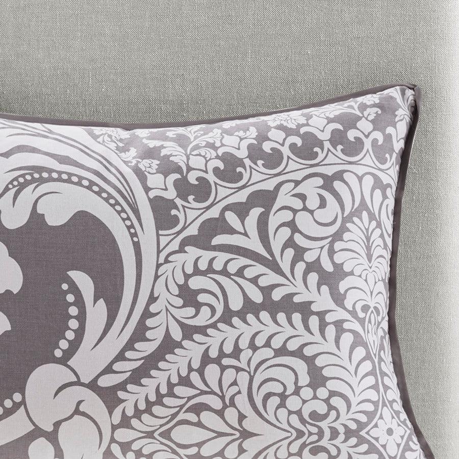 Olliix.com Comforters & Blankets - Vienna Shabby Chic| 7 Piece Cotton Printed Comforter Set Gray Cal King