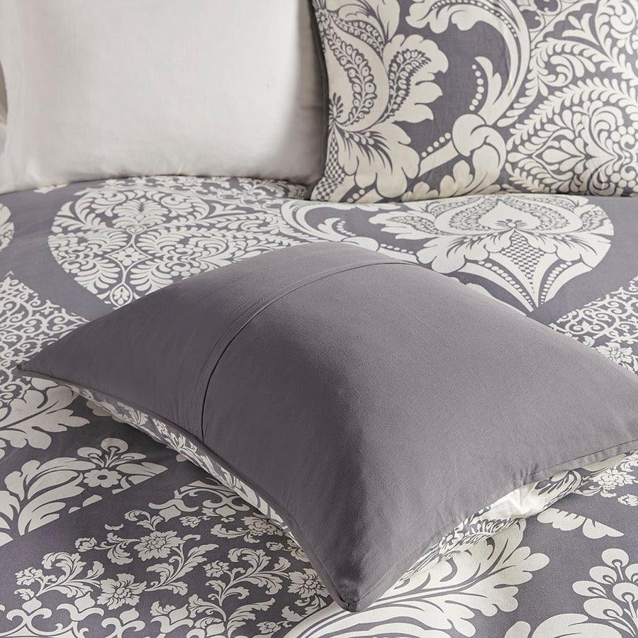 Olliix.com Comforters & Blankets - Vienna Shabby Chic| 7 Piece Cotton Printed Comforter Set Gray Cal King