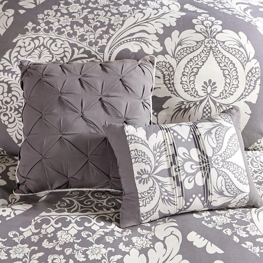 Olliix.com Comforters & Blankets - Vienna Shabby Chic| 7 Piece Cotton Printed Comforter Set Gray Cal King