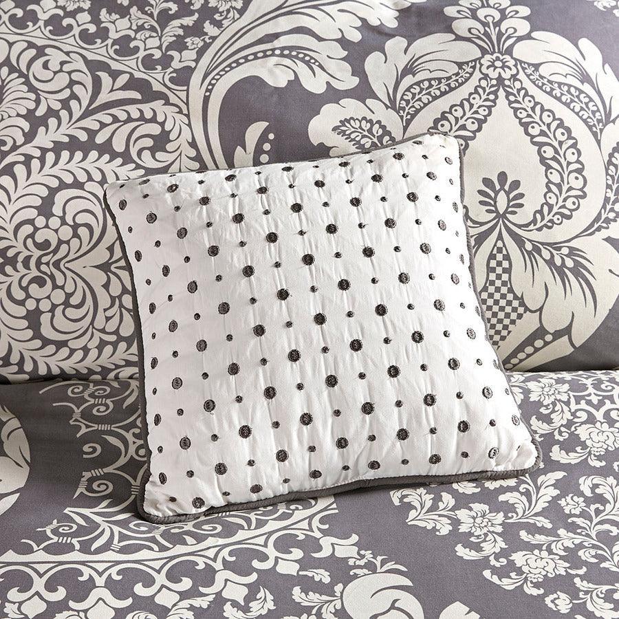 Olliix.com Comforters & Blankets - Vienna Shabby Chic| 7 Piece Cotton Printed Comforter Set Gray Cal King