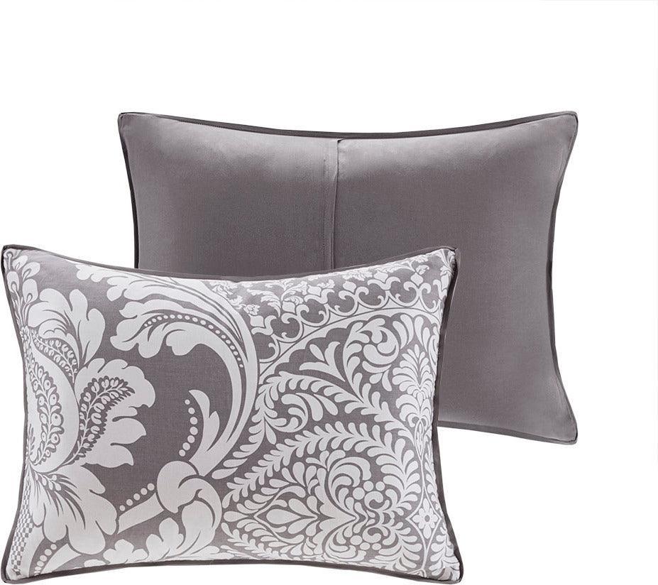Olliix.com Comforters & Blankets - Vienna Shabby Chic| 7 Piece Cotton Printed Comforter Set Gray Cal King