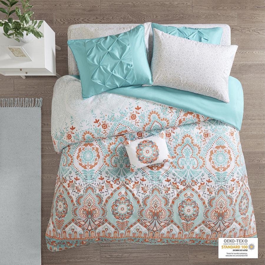 Olliix.com Comforters & Blankets - Vinnie Intelligent Design Comforter and Sheet Set Aqua Queen