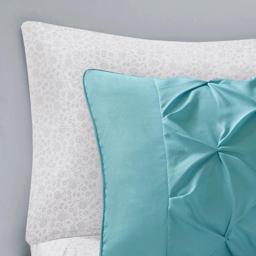 Olliix.com Comforters & Blankets - Vinnie Intelligent Design Comforter and Sheet Set Aqua Queen