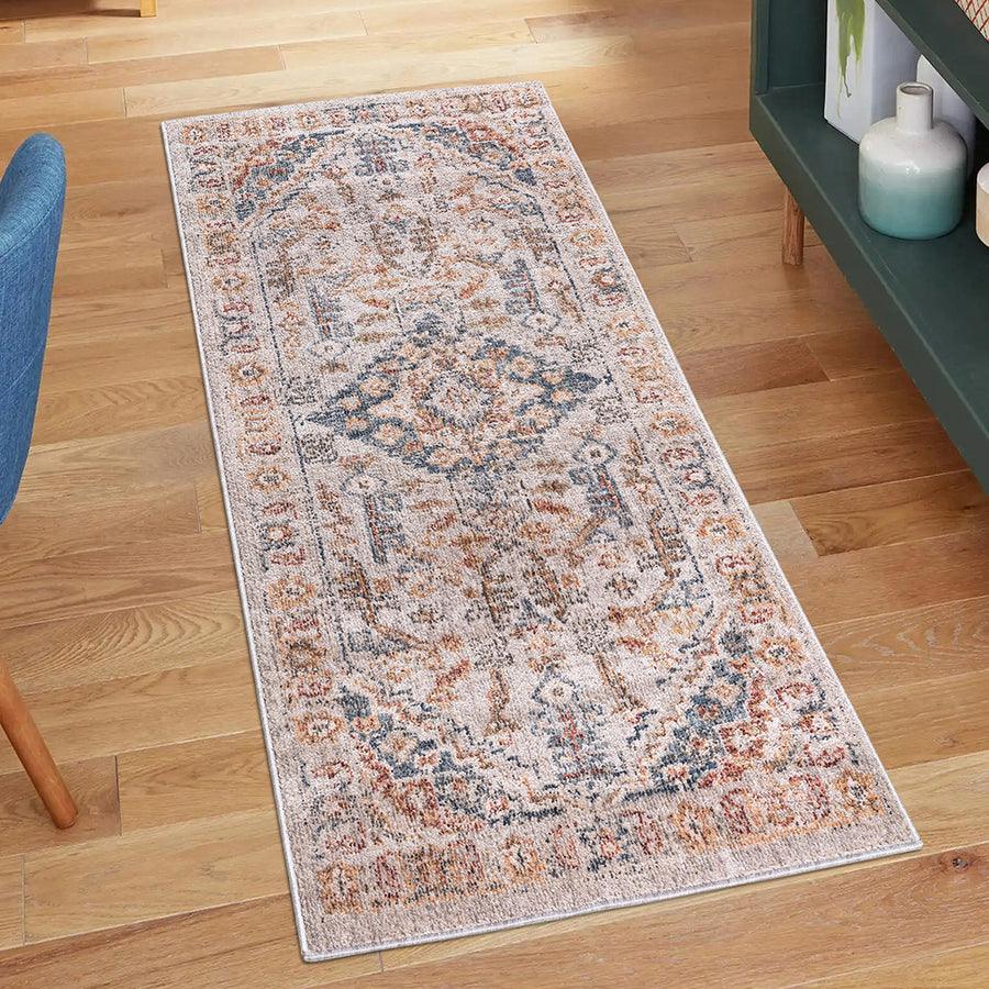 Olliix.com Indoor Rugs - Vintage Medallion Woven Area Rug Orange Multi MP35-8047
