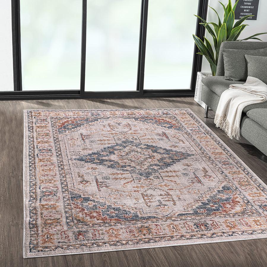 Olliix.com Indoor Rugs - Vintage Medallion Woven Area Rug Orange Multi MP35-8048