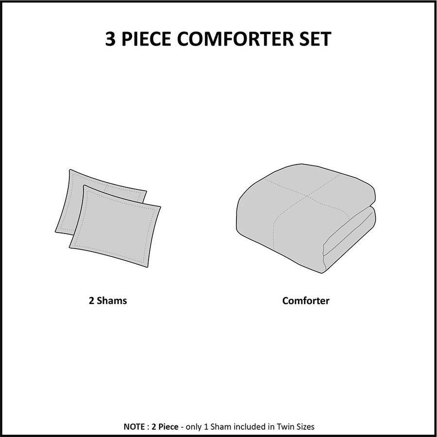 Olliix.com Comforters & Blankets - Viola 3 Piece Tufted 26 " W Cotton Chenille Damask Comforter Set White Full/Queen