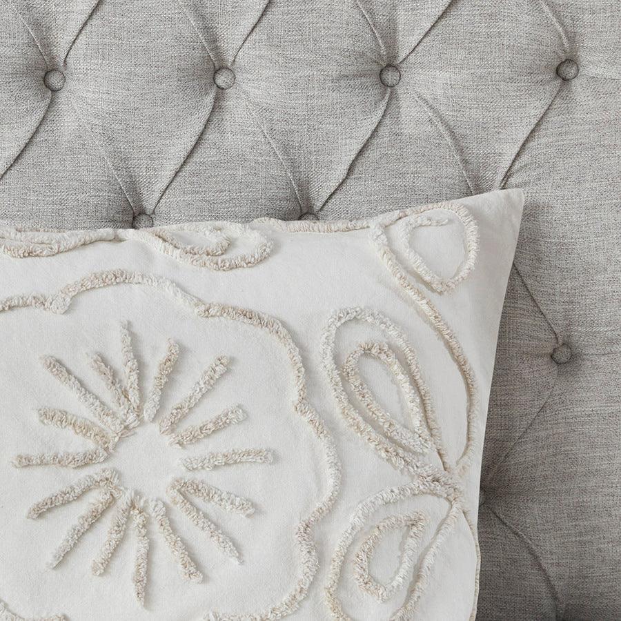 Olliix.com Comforters & Blankets - Violette King/California King 3 Piece Tufted Cotton Chenille Comforter Set Ivory & Taupe