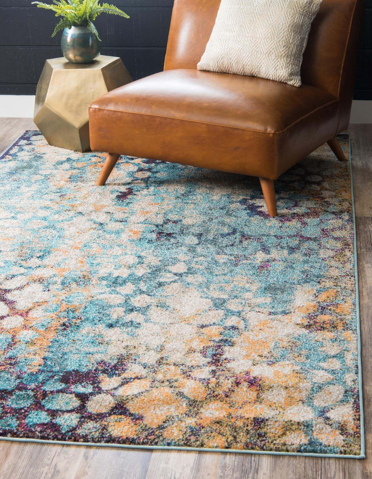 Unique Loom Indoor Rugs - Vita Abstract 2x3 Rug Turquoise & Multicolor