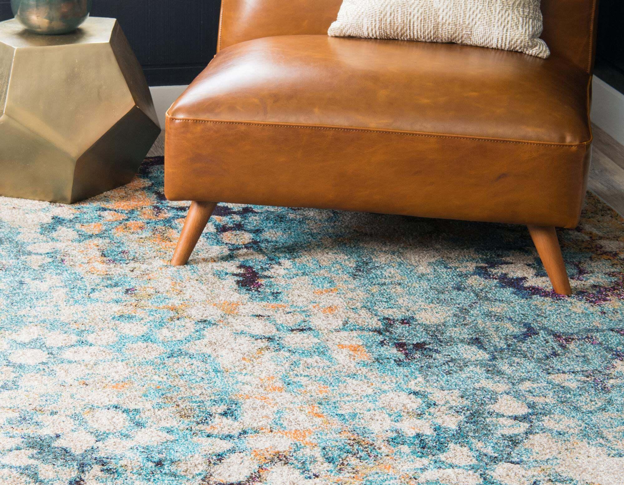 Unique Loom Indoor Rugs - Vita Abstract 2x3 Rug Turquoise & Multicolor