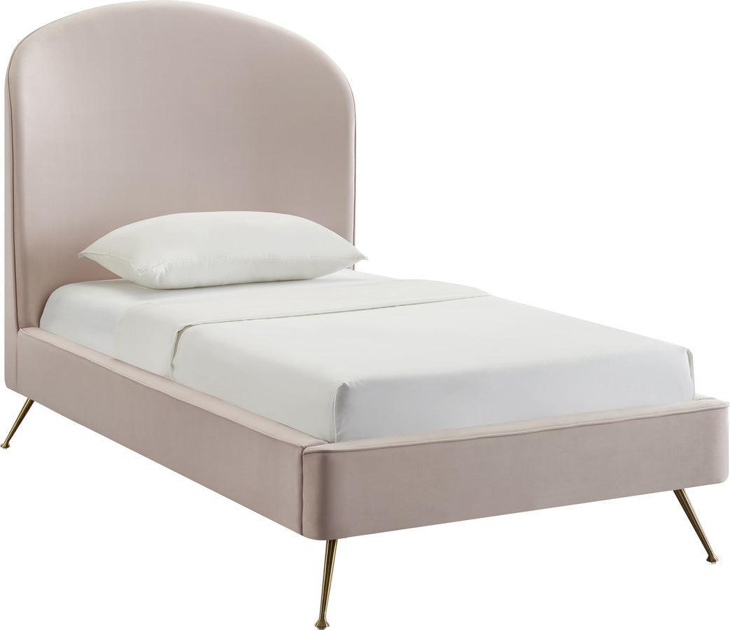 Tov Furniture Beds - Vivi Blush Velvet Bed in Twin Brushed Gold & Blush