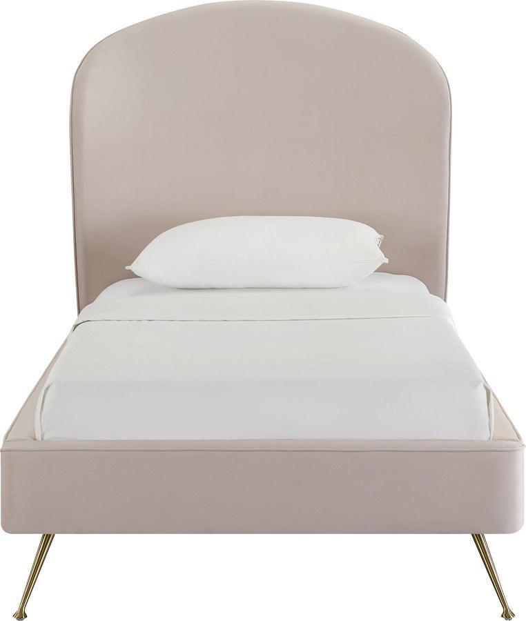 Tov Furniture Beds - Vivi Blush Velvet Bed in Twin Brushed Gold & Blush