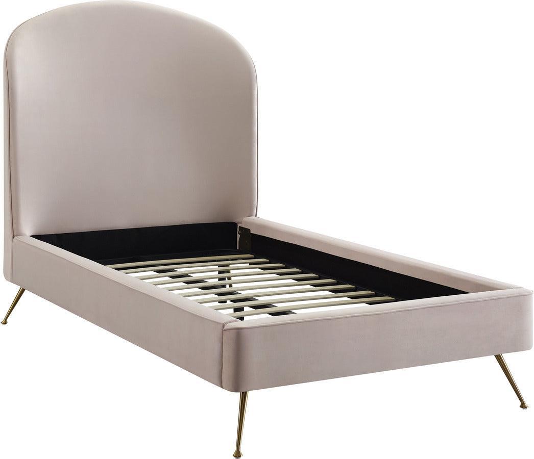 Tov Furniture Beds - Vivi Blush Velvet Bed in Twin Brushed Gold & Blush