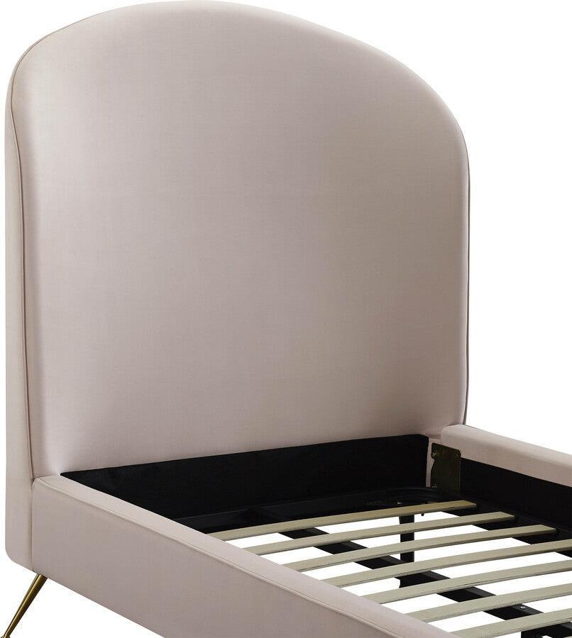 Tov Furniture Beds - Vivi Blush Velvet Bed in Twin Brushed Gold & Blush