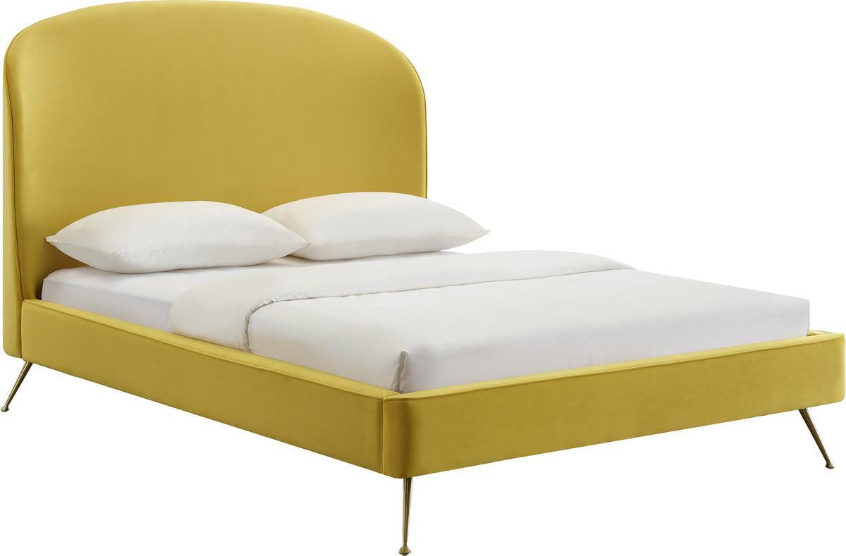 Tov Furniture Beds - Vivi Burnt Gold Velvet Bed in King