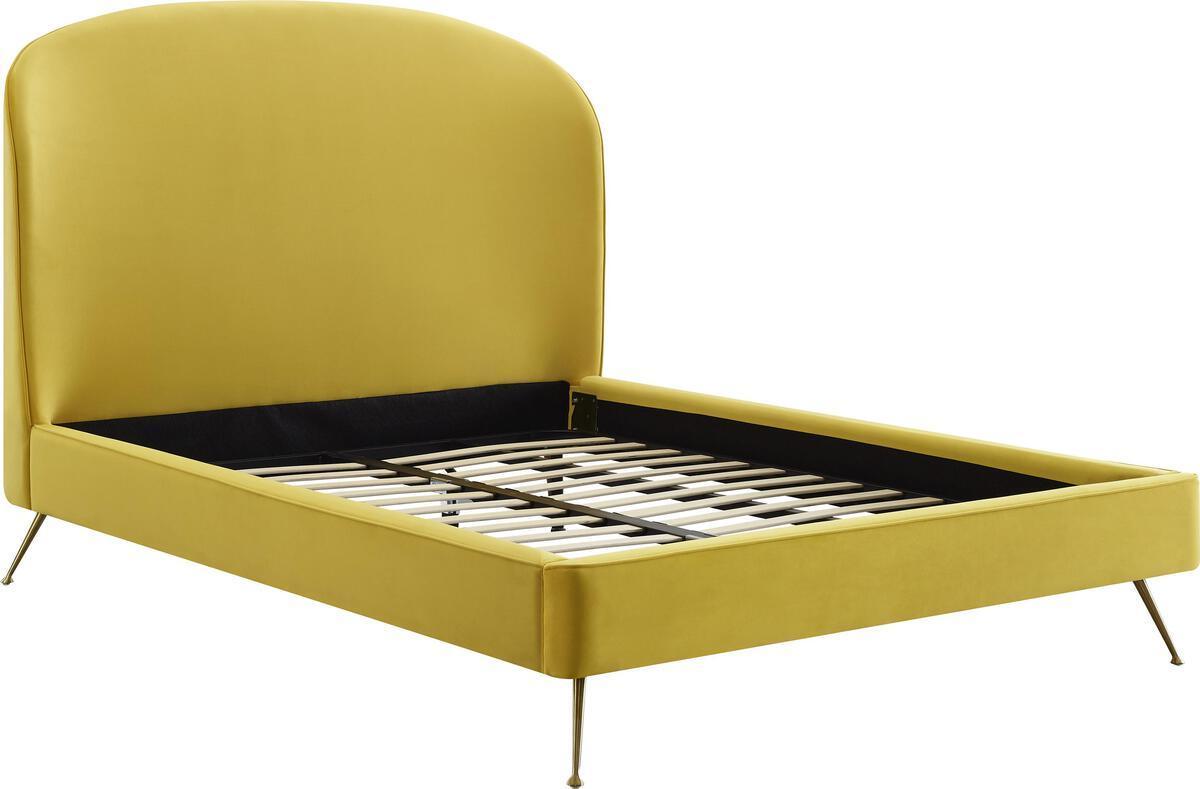 Tov Furniture Beds - Vivi Burnt Gold Velvet Bed in King