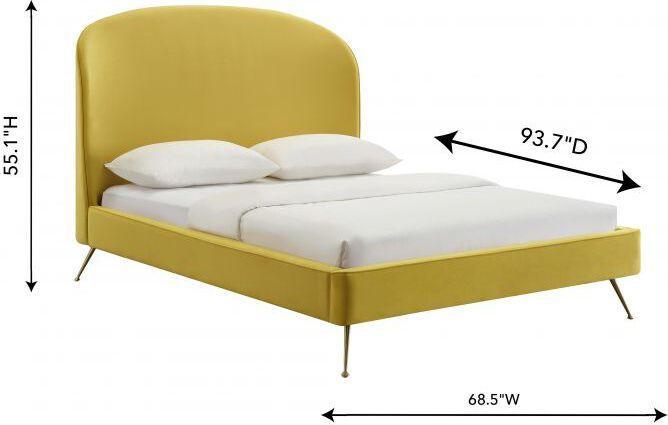 Tov Furniture Beds - Vivi Burnt Gold Velvet Bed in Queen