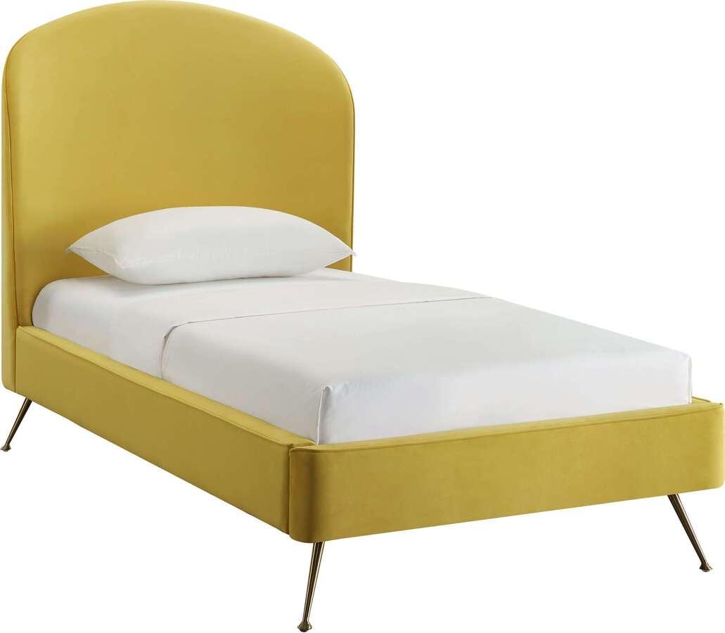 Tov Furniture Beds - Vivi Burnt Gold Velvet Bed in Twin