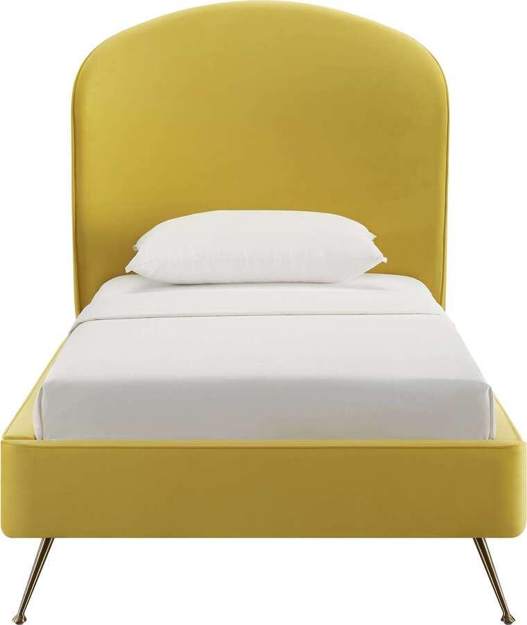 Tov Furniture Beds - Vivi Burnt Gold Velvet Bed in Twin
