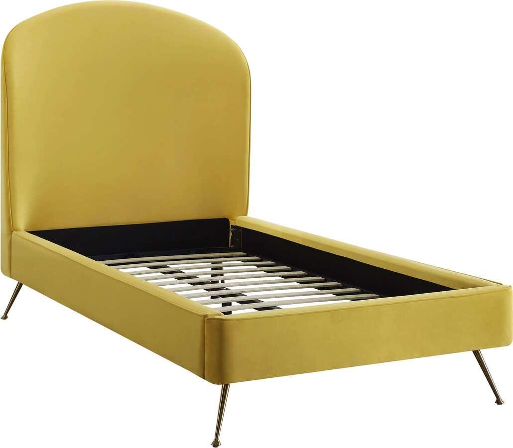 Tov Furniture Beds - Vivi Burnt Gold Velvet Bed in Twin