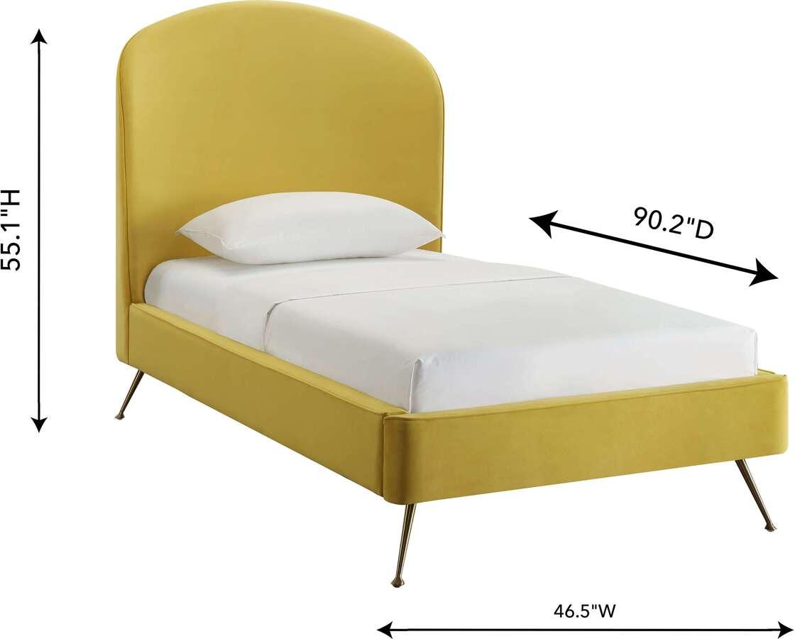 Tov Furniture Beds - Vivi Burnt Gold Velvet Bed in Twin