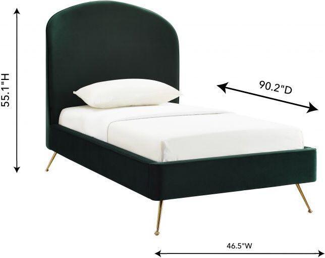 Tov Furniture Beds - Vivi Forest Green Velvet Bed in Twin