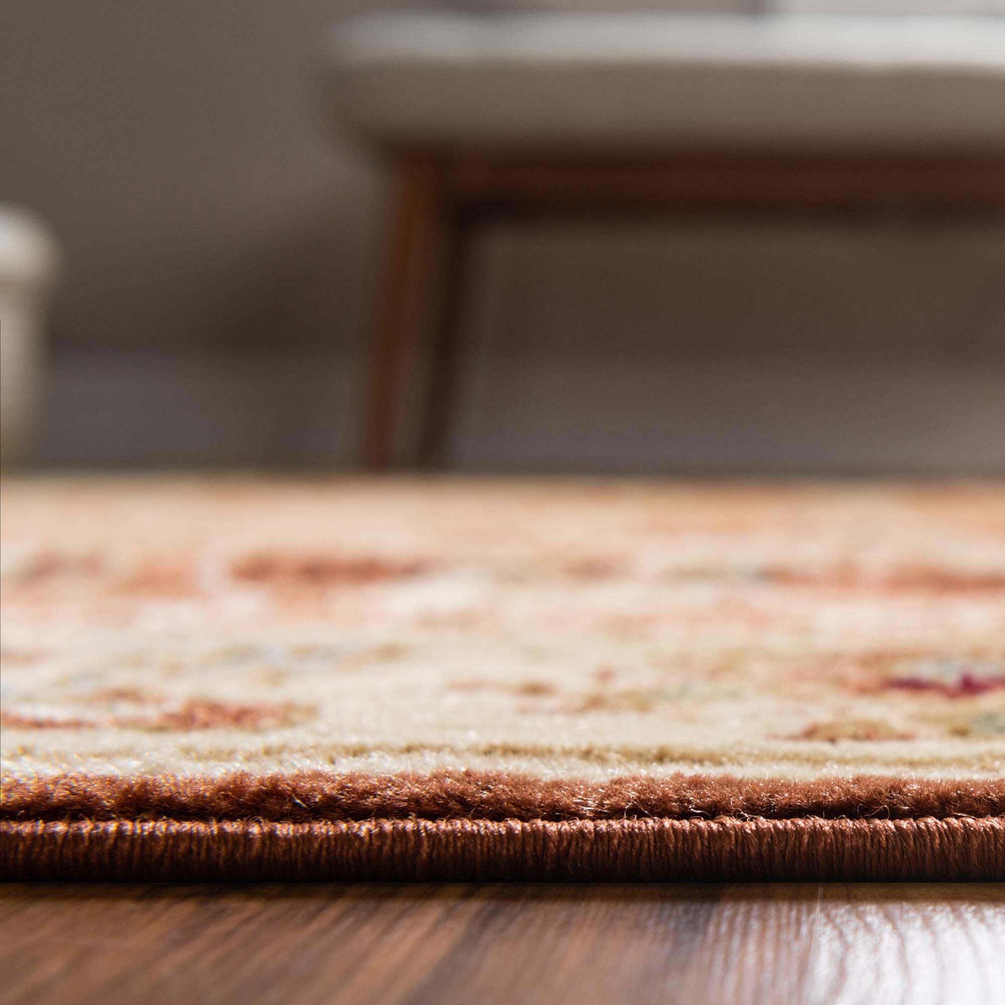 Unique Loom Indoor Rugs - Voyage Border 4 Ft Square Rug Terracotta & Multicolor