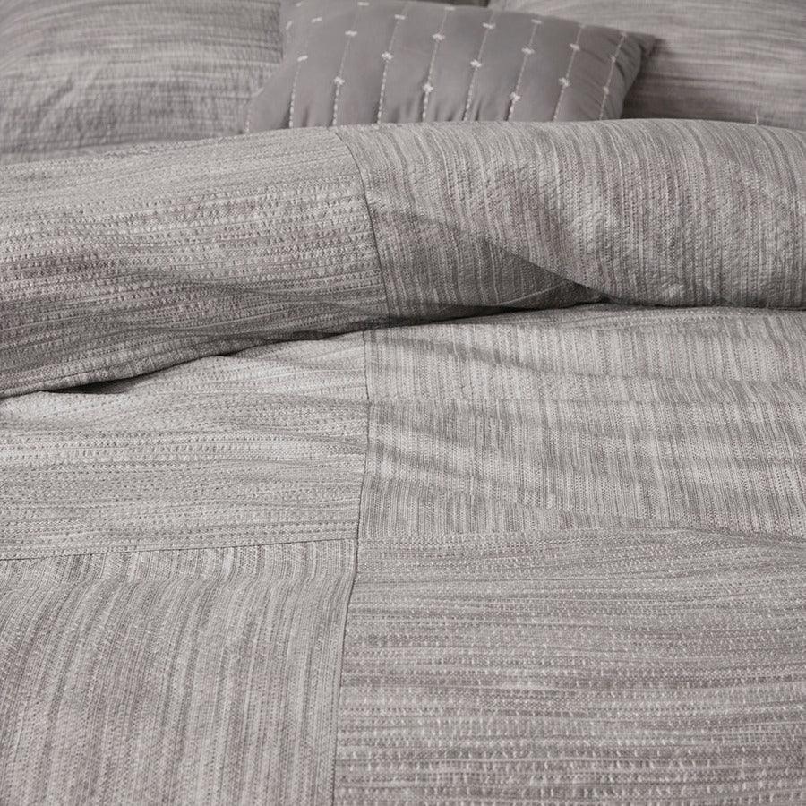 Olliix.com Comforters & Blankets - Walter 7 Piece Printed 20 " D Seersucker Comforter Set Gray King