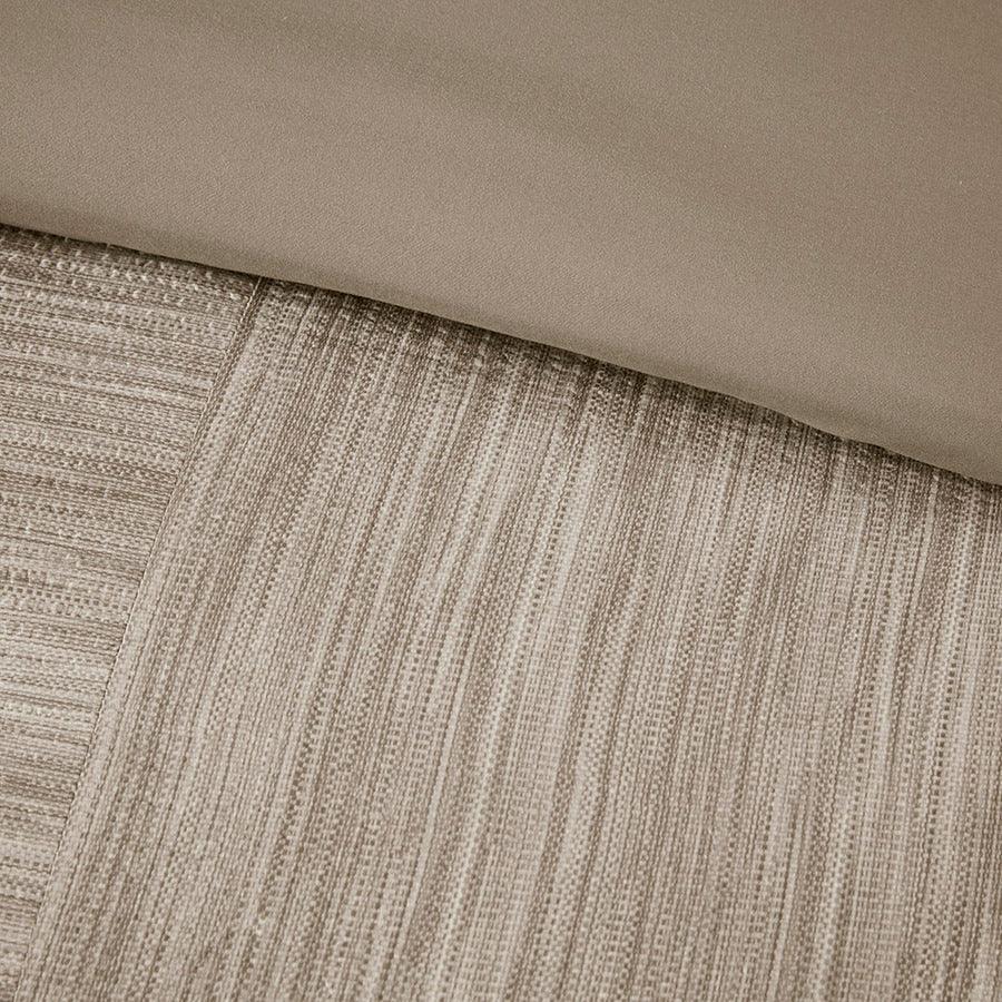 Olliix.com Comforters & Blankets - Walter Coastal 7 Piece Printed Seersucker Comforter Set Taupe King
