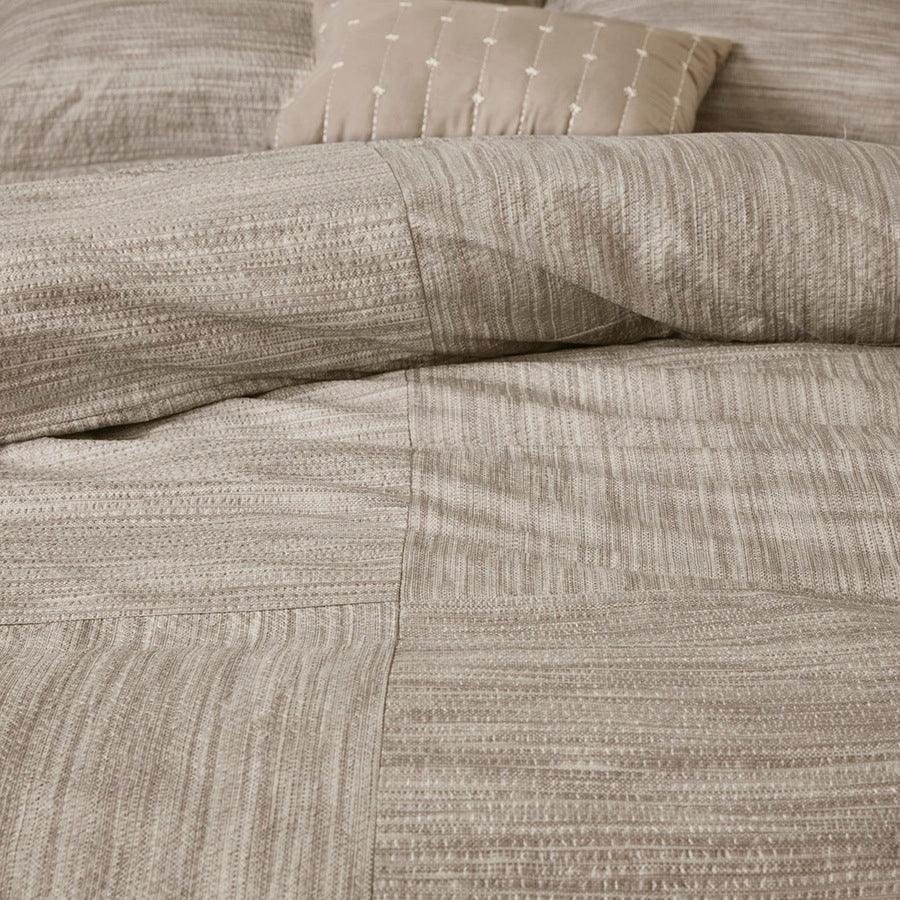 Olliix.com Comforters & Blankets - Walter Coastal 7 Piece Printed Seersucker Comforter Set Taupe King