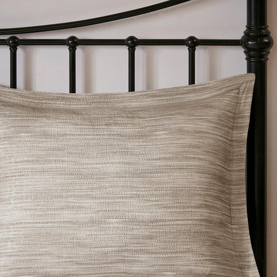 Olliix.com Comforters & Blankets - Walter Coastal 7 Piece Printed Seersucker Comforter Set Taupe King