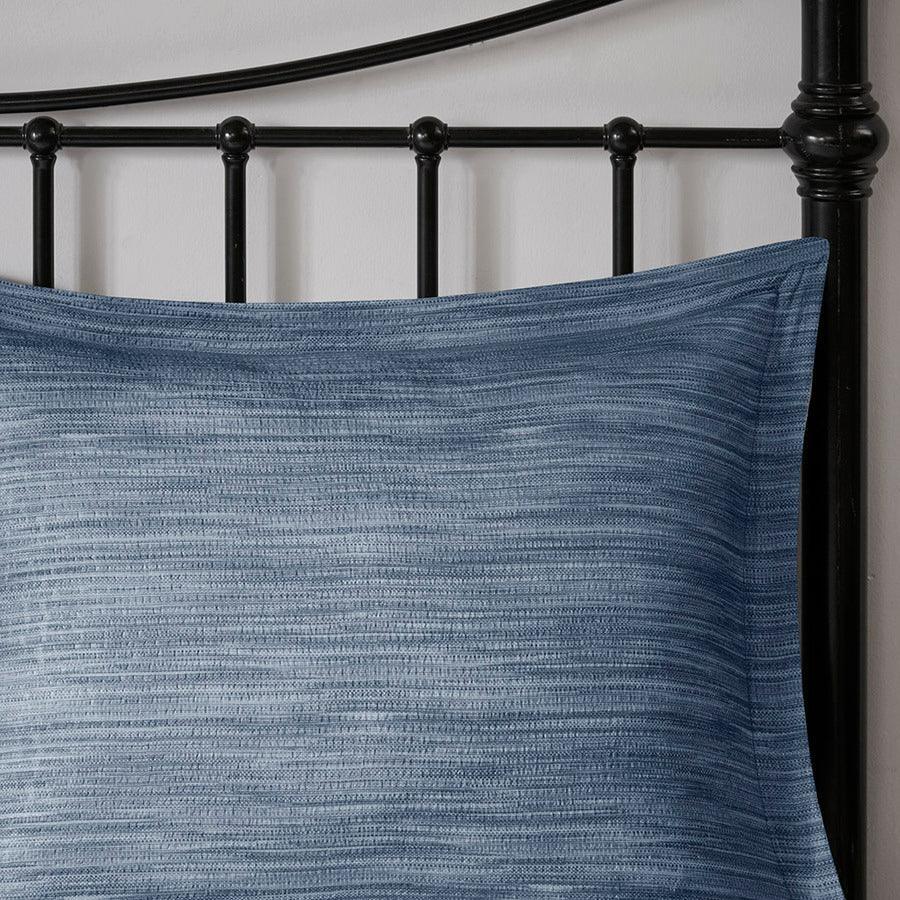 Olliix.com Comforters & Blankets - Walter Queen 7 Piece Printed Seersucker Comforter Set Navy