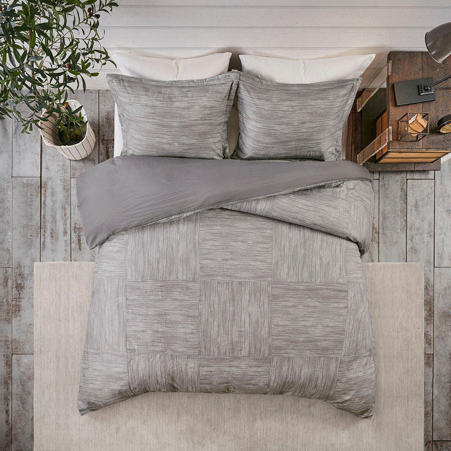 Olliix.com Duvet & Duvet Sets - Walter Transitional 3 Piece Printed Seersucker Duvet Cover Set King/Cal King Gray