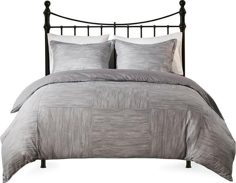 Olliix.com Duvet & Duvet Sets - Walter Transitional 3 Piece Printed Seersucker Duvet Cover Set King/Cal King Gray