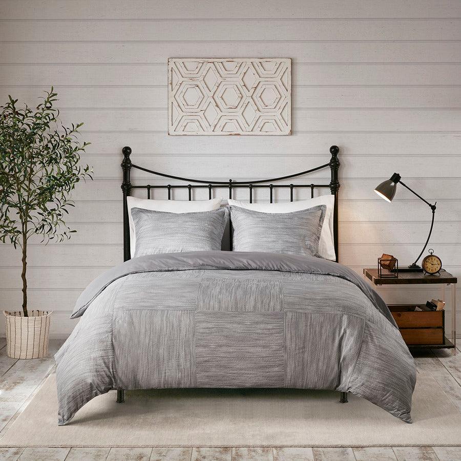 Olliix.com Duvet & Duvet Sets - Walter Transitional 3 Piece Printed Seersucker Duvet Cover Set King/Cal King Gray