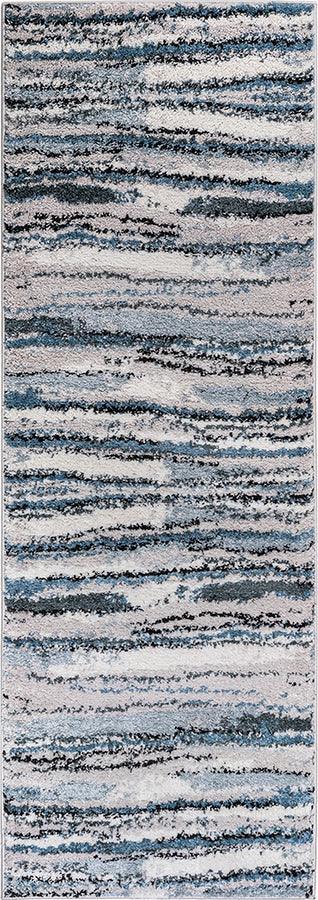 Olliix.com Indoor Rugs - Watercolor Abstract Stripe Woven Area Rug Blue MP35-8042