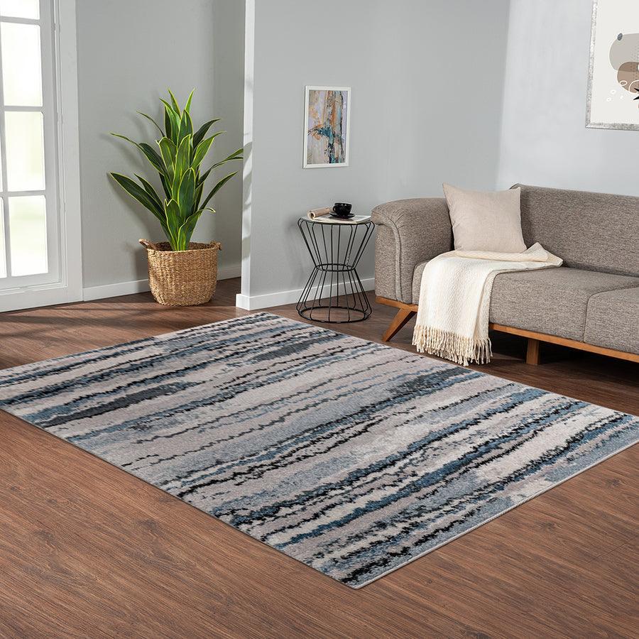 Olliix.com Indoor Rugs - Watercolor Abstract Stripe Woven Area Rug Blue MP35-8045