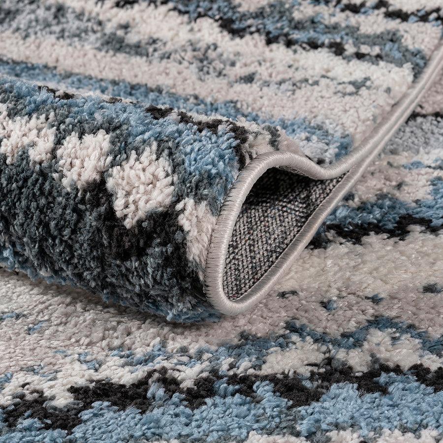 Olliix.com Indoor Rugs - Watercolor Abstract Stripe Woven Area Rug Blue MP35-8045