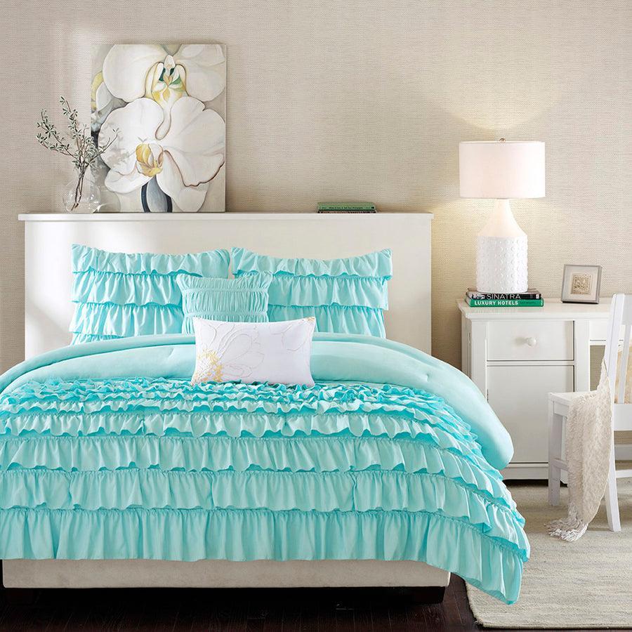 Olliix.com Comforters & Blankets - Waterfall 20 " D Comforter Set Blue Twin/Twin XL