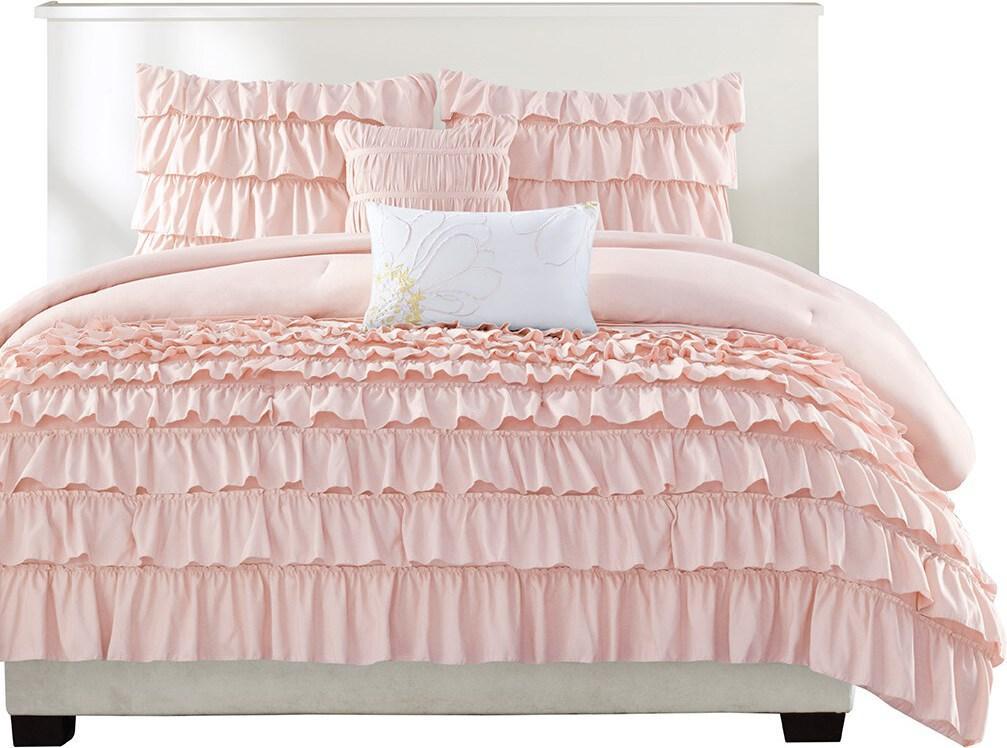 Olliix.com Comforters & Blankets - Waterfall 26 " W Comforter Set Blush Twin/Twin XL