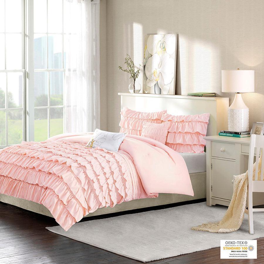 Olliix.com Comforters & Blankets - Waterfall Comforter Set Blush Full/Queen
