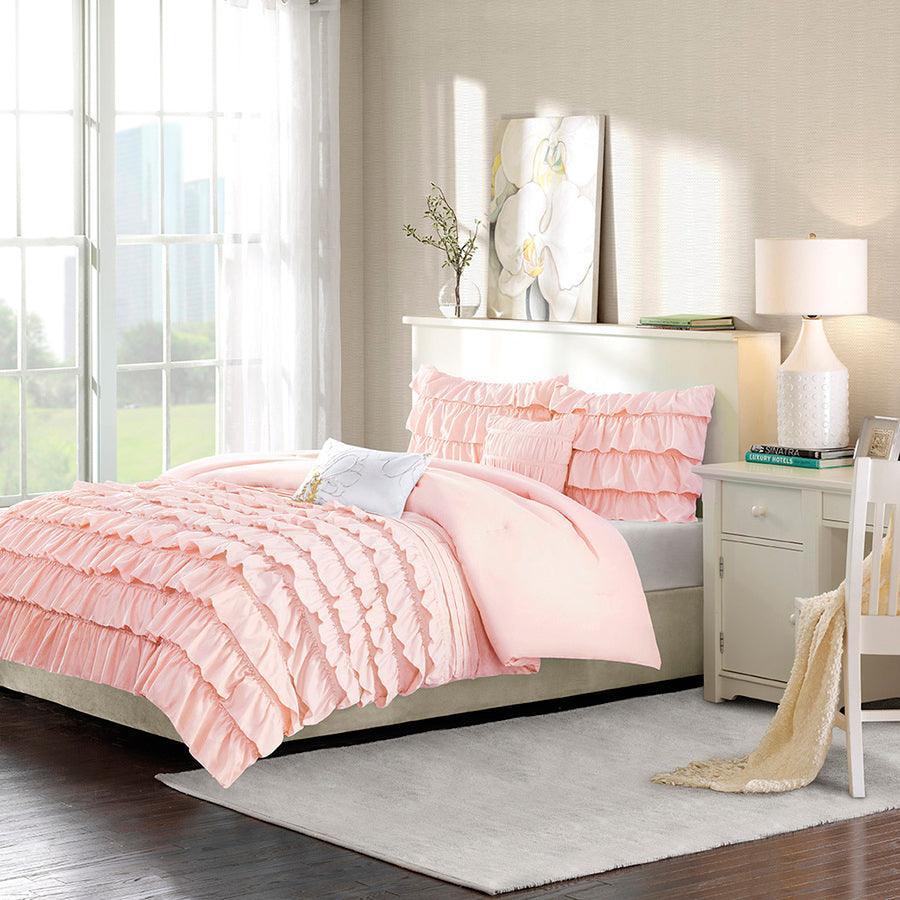 Olliix.com Comforters & Blankets - Waterfall Comforter Set Blush Full/Queen