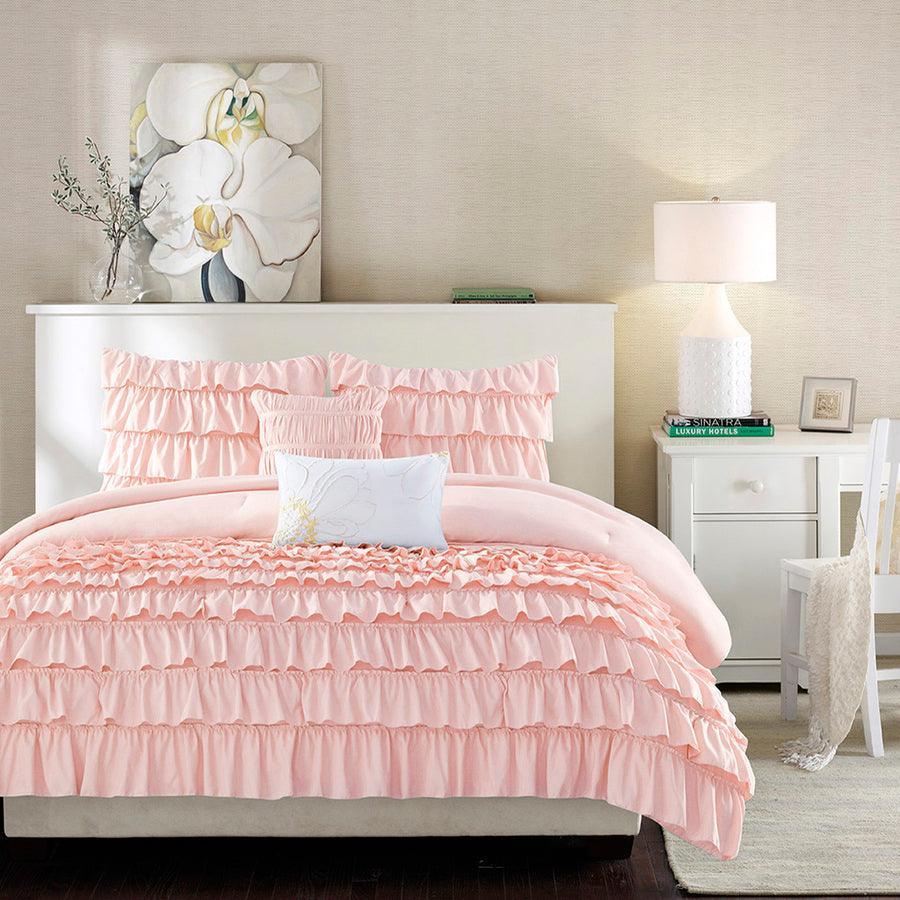 Olliix.com Comforters & Blankets - Waterfall Comforter Set Blush Full/Queen