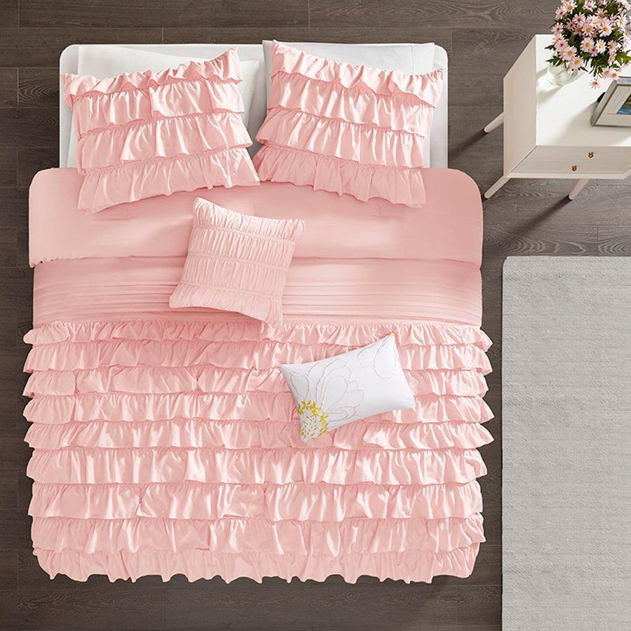 Olliix.com Comforters & Blankets - Waterfall Comforter Set Blush Full/Queen