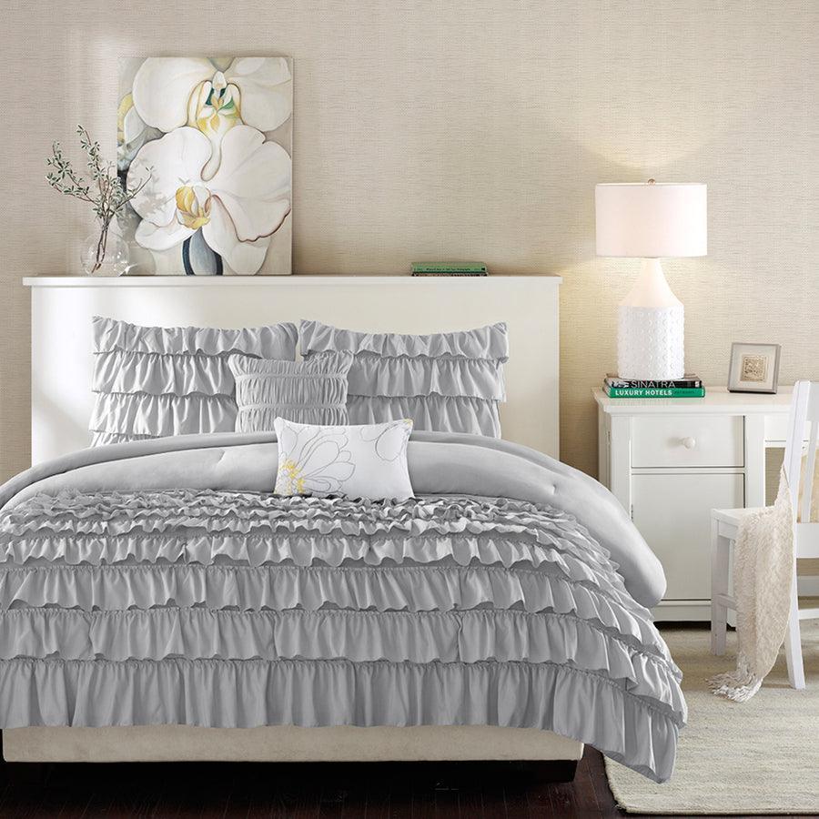 Olliix.com Comforters & Blankets - Waterfall Comforter Set Gray Full/Queen