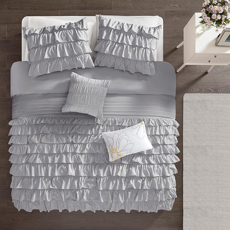 Olliix.com Comforters & Blankets - Waterfall Comforter Set Gray Full/Queen
